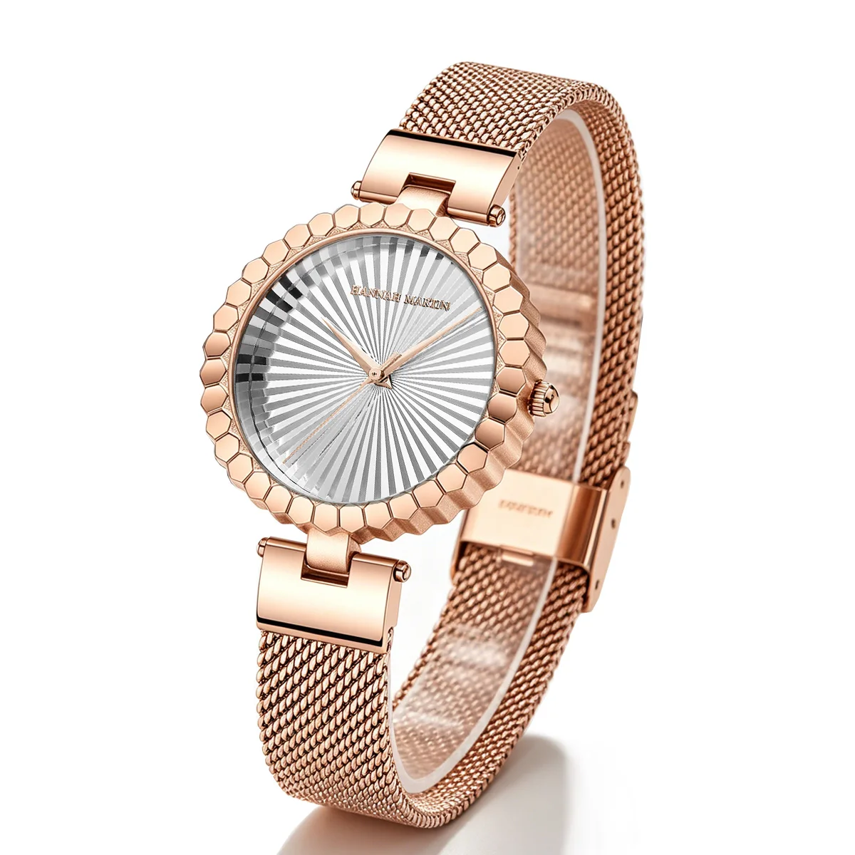 Rose Gold Women Watch 35mm Fashion Flower Case Japanese Movement Quartz Clock High Quality Minimalist Dress Women Jewelry Watch