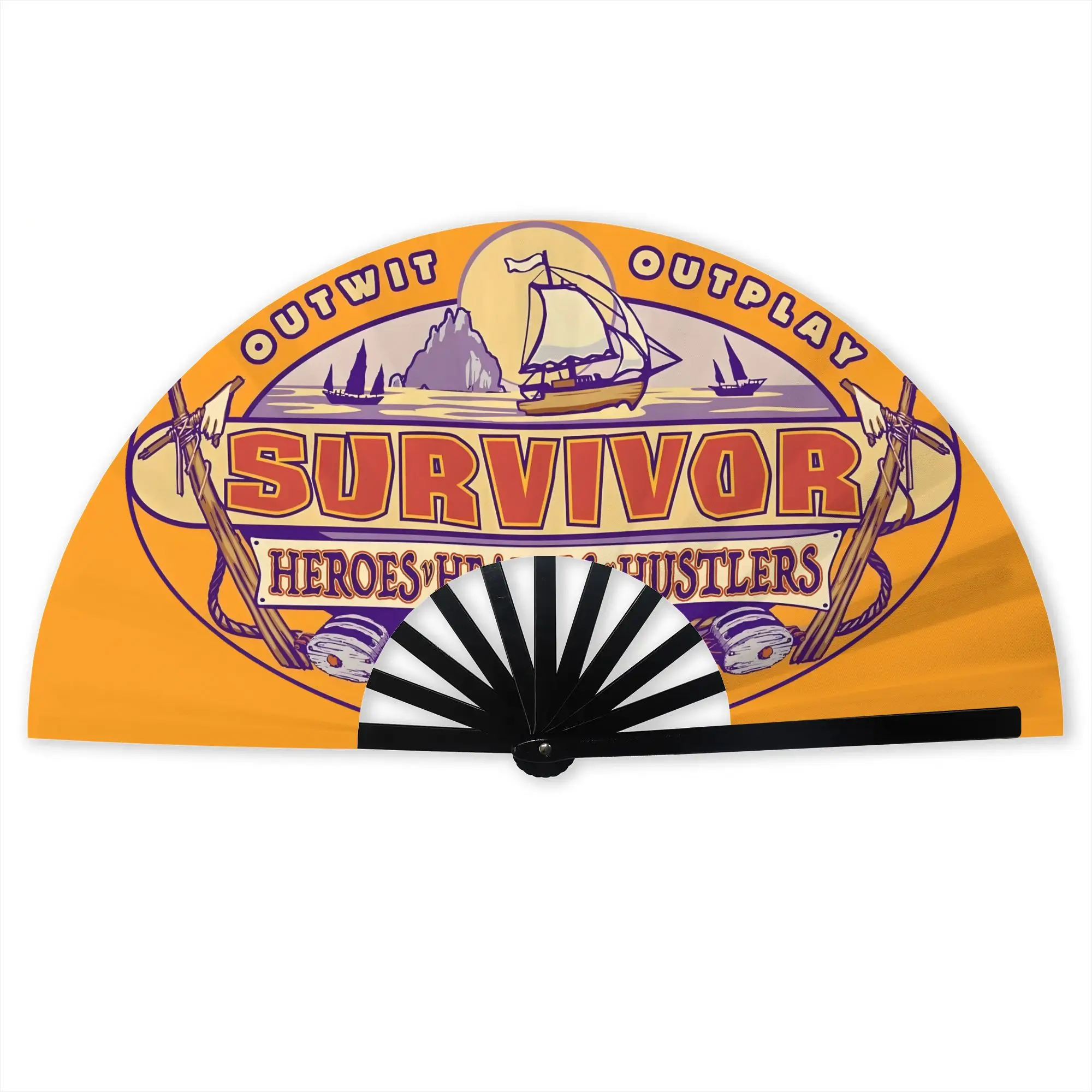 S-Survivors Heroes Stylish Hand Fan  Men  Printed Polyester Fan Trendy For Sports Events Gift