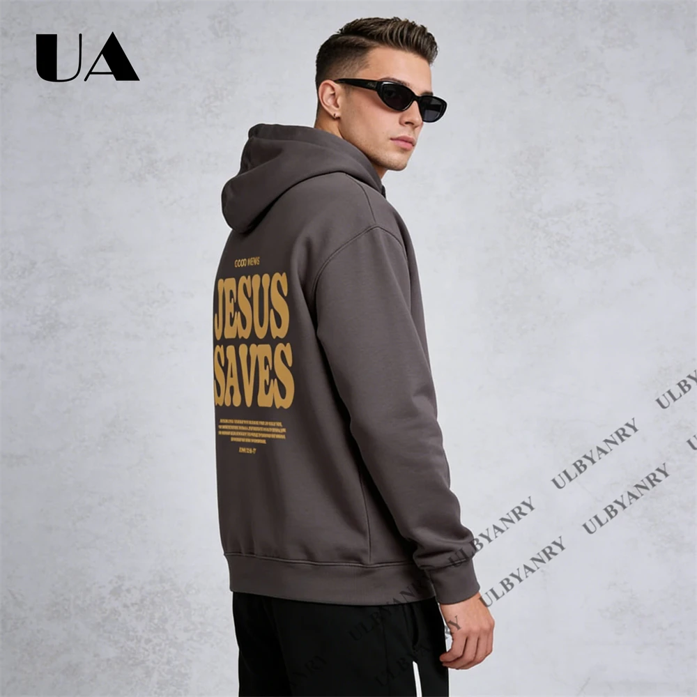 

Мужская толстовка с принтом "JESUS SAVES" – повседневный уличный свитшот с длинными рукавами и религиозным принтом для ежедневной носки