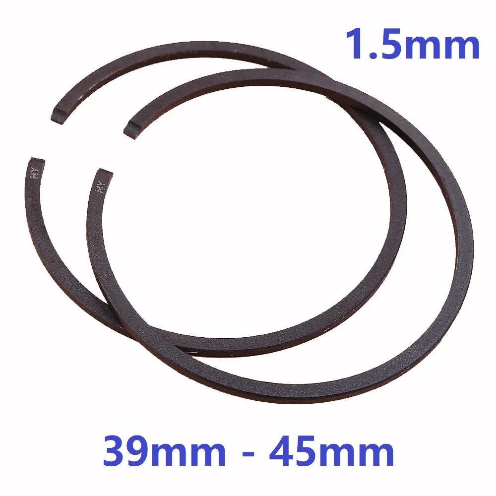 2pcs Piston Ring 1.5mm x 39mm 40mm 40.5mm 41mm 41.1mm 41.5mm 42mm 42.5mm 43mm 44mm 44.3mm 44.7mm 45mm For 2 Stroke Garden Tools