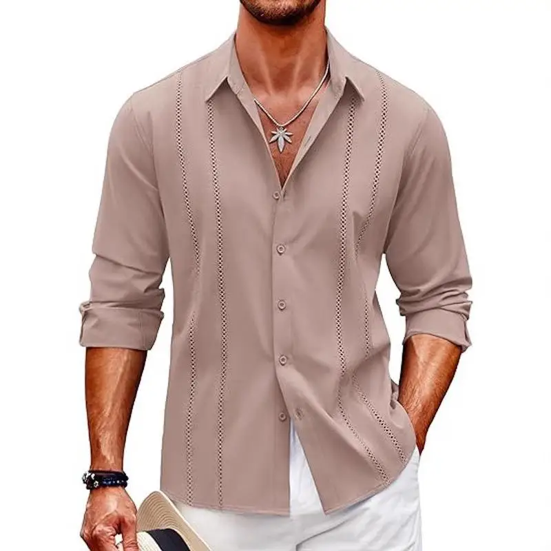 Men's Long Sleeve Shirt plus Size No Ironing Comfortable Breathable Casual Print Cotton Blend Fabric for Daily Wear