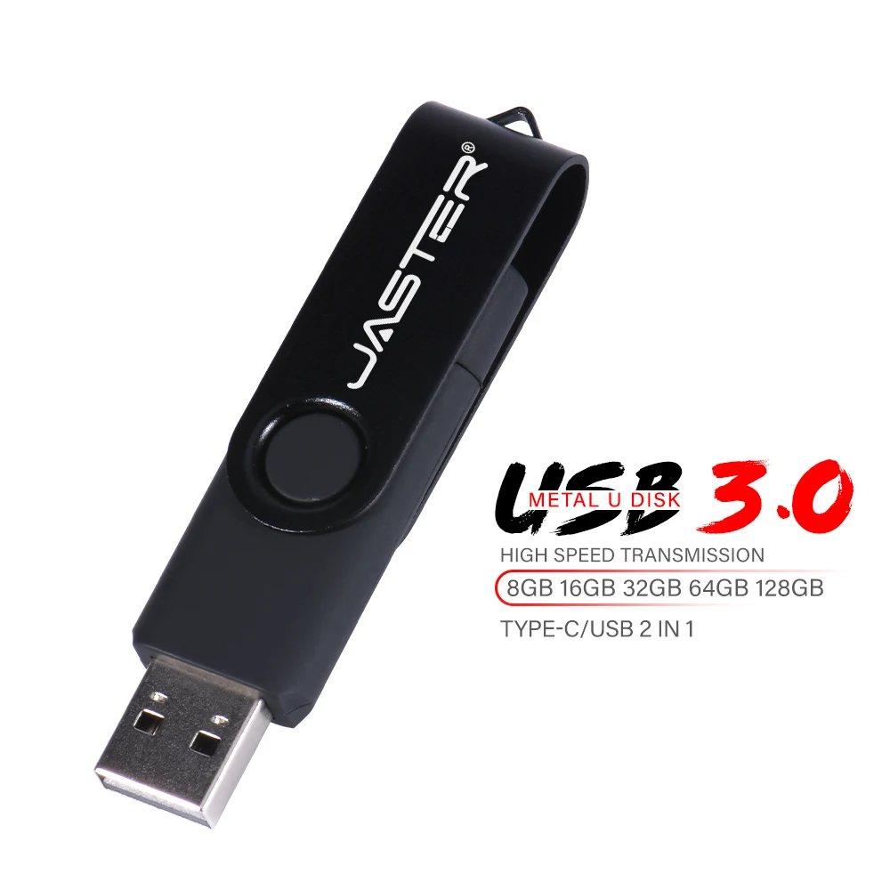 5pcs JASTER Type-C High speed USB 3.0 flash drive 2IN1 Rotate Freely Pen Drive 64GB Multi-format Compatible U Disk Real capacity