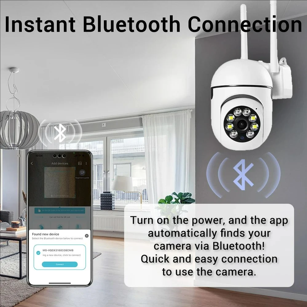 V360Pro Indoor Outdoor Wall Mount Security Camera Wireless WiFi Monitor with Free App Color Night Vision Two-Way Audio Motion De