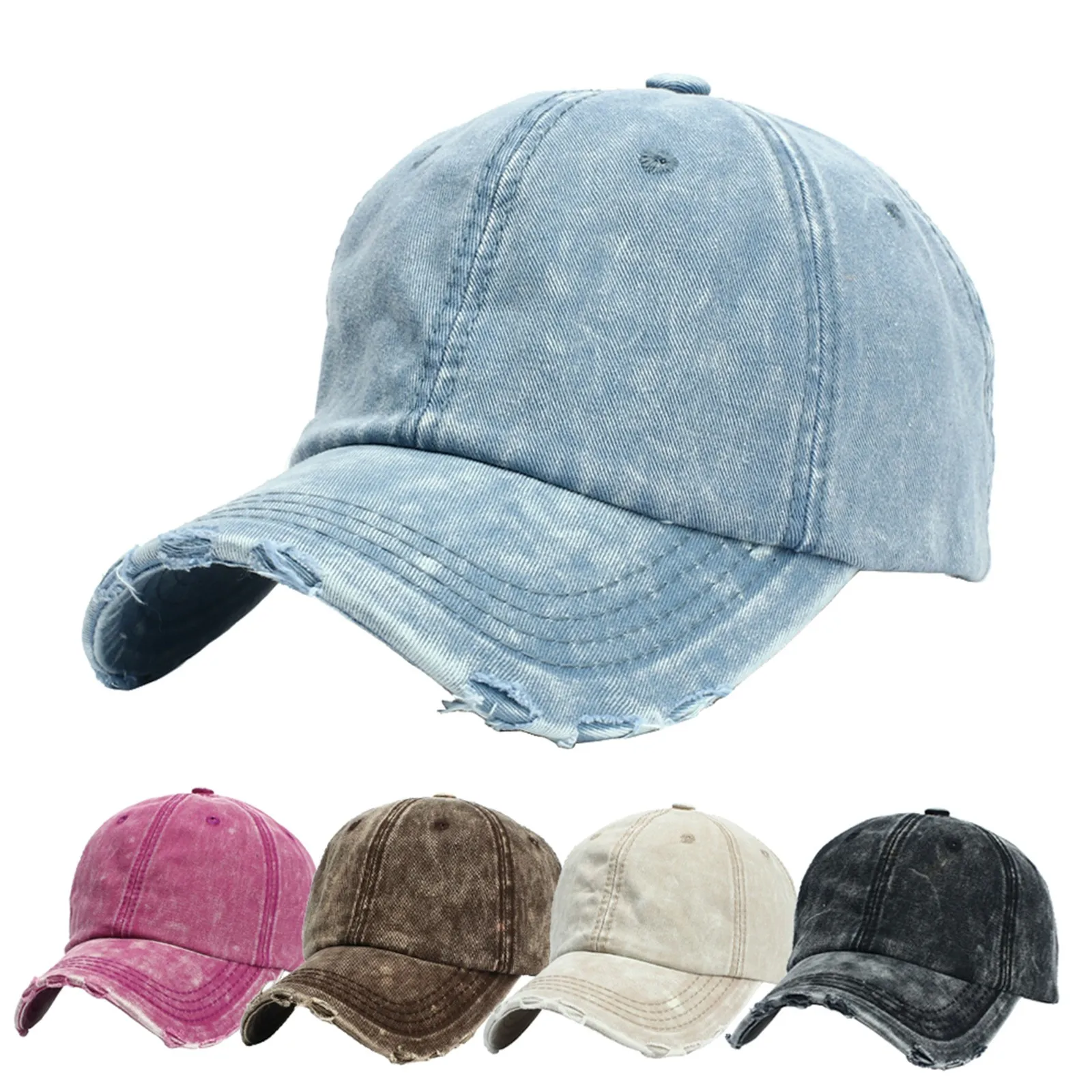 

Cross Border Washed Hat Denim Unisex Adjustable Casual Baseball Caps Hip Hop Streetwear Naked Travel Sunshade Hat Peaked Cap