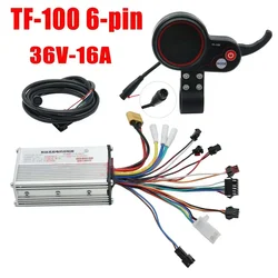 TF-100 controlador sin escobillas para patinete eléctrico Kugoo M4, Kit de controlador sin escobillas de 36V, 48V y 500W, con 1 PANTALLA DE 6 pines y 1 Cable de conexión