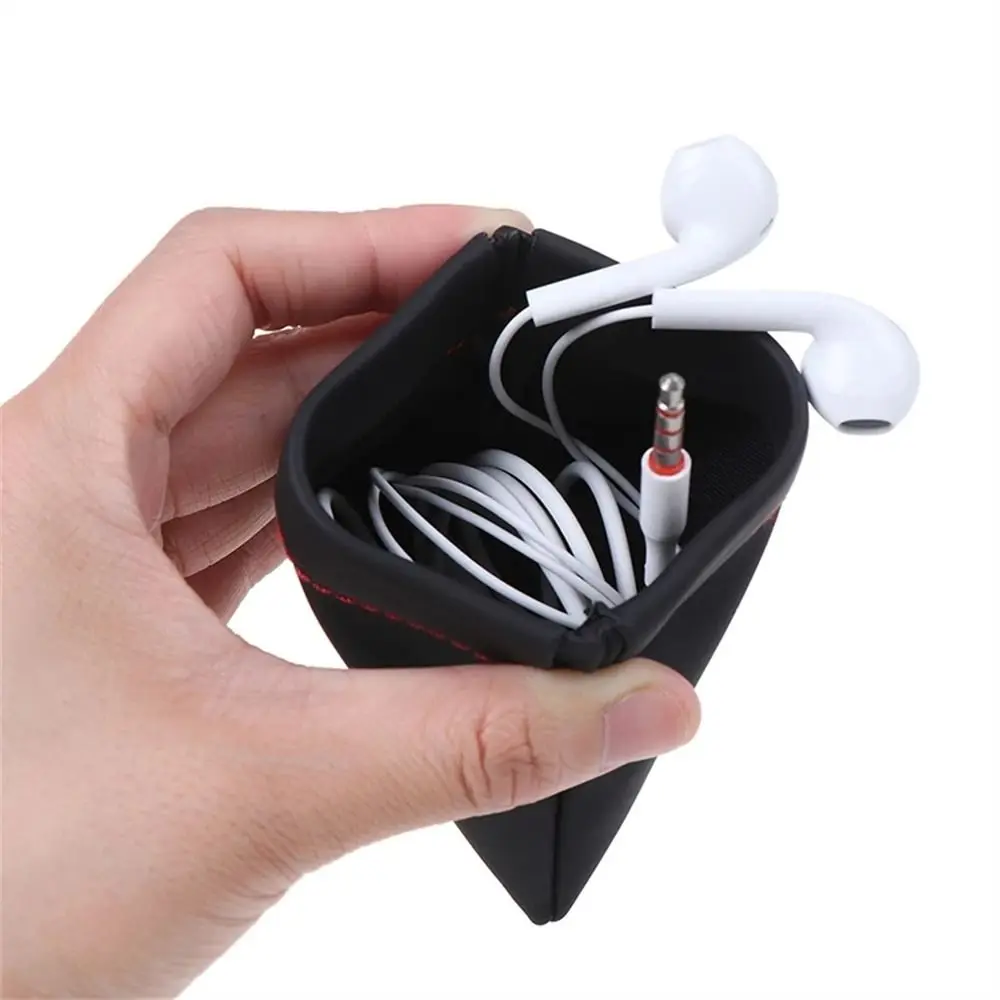 Earphone Case Automatic Closing Black For Cable Headphone Case Earbuds Pouch Earphone Storage Bag USB Cable Organizer