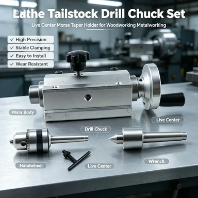 Mini Lathe Sliding Tailstock Assembly With B12 Chuck Live Center For Small Lathe Metal Turning Machining Replacement Parts