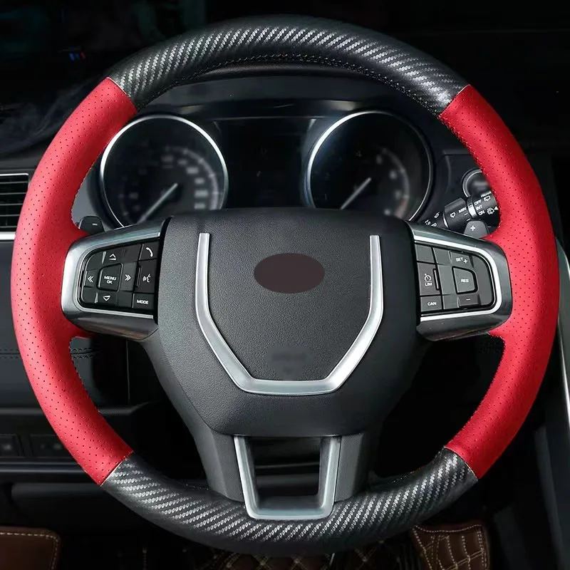 

Matt Carbon Fiber with Red Leather Car Steering Wheel Cover Car Accessoires for Land Rover Freelander 2 Range Rover 4 Discovery