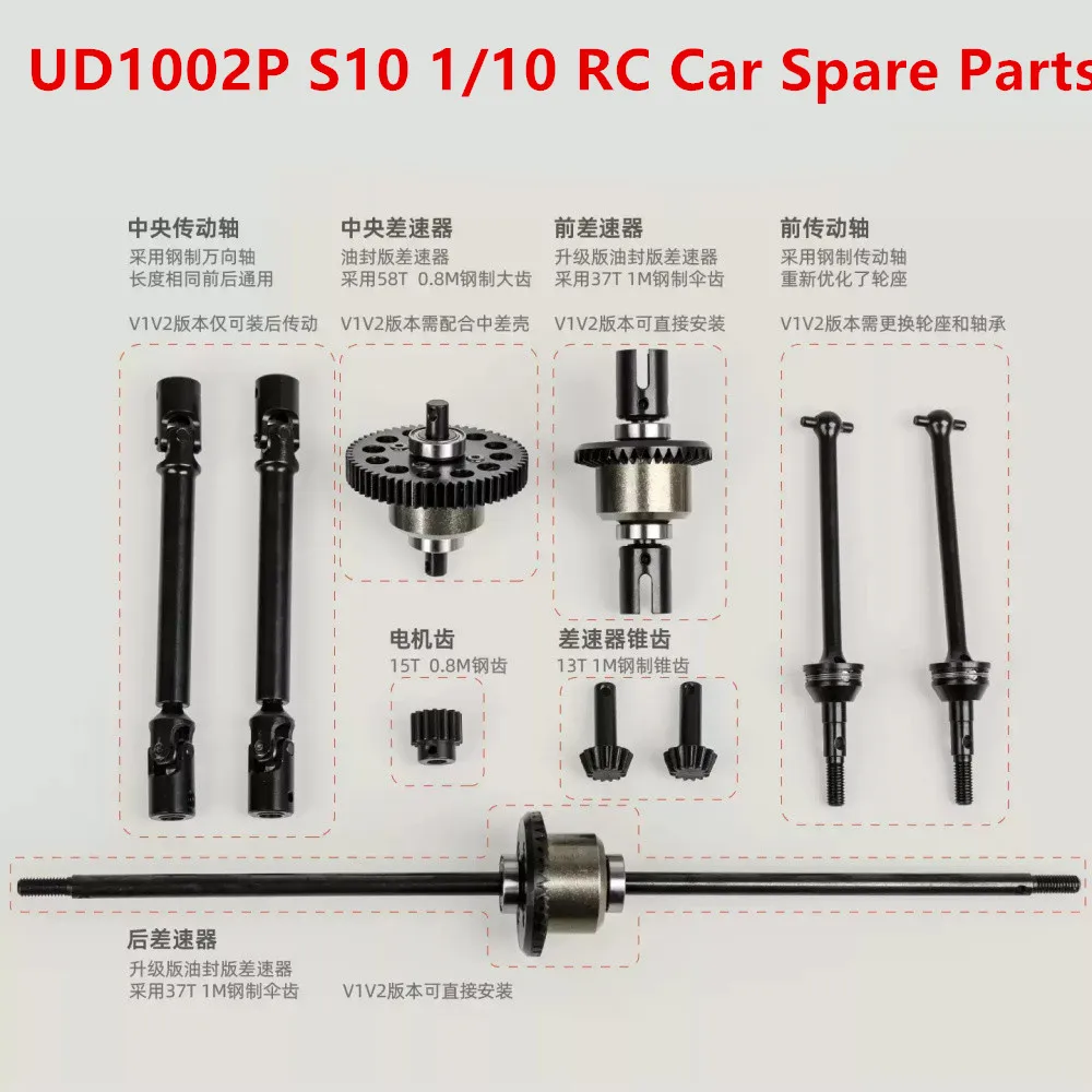 UDI UD1002P S10 UD1002 SG1002P 1/10 RC Car Spare Parts Body Wheel Metal Drive shaft CVD Differential gearbox Bearing Adapter etc
