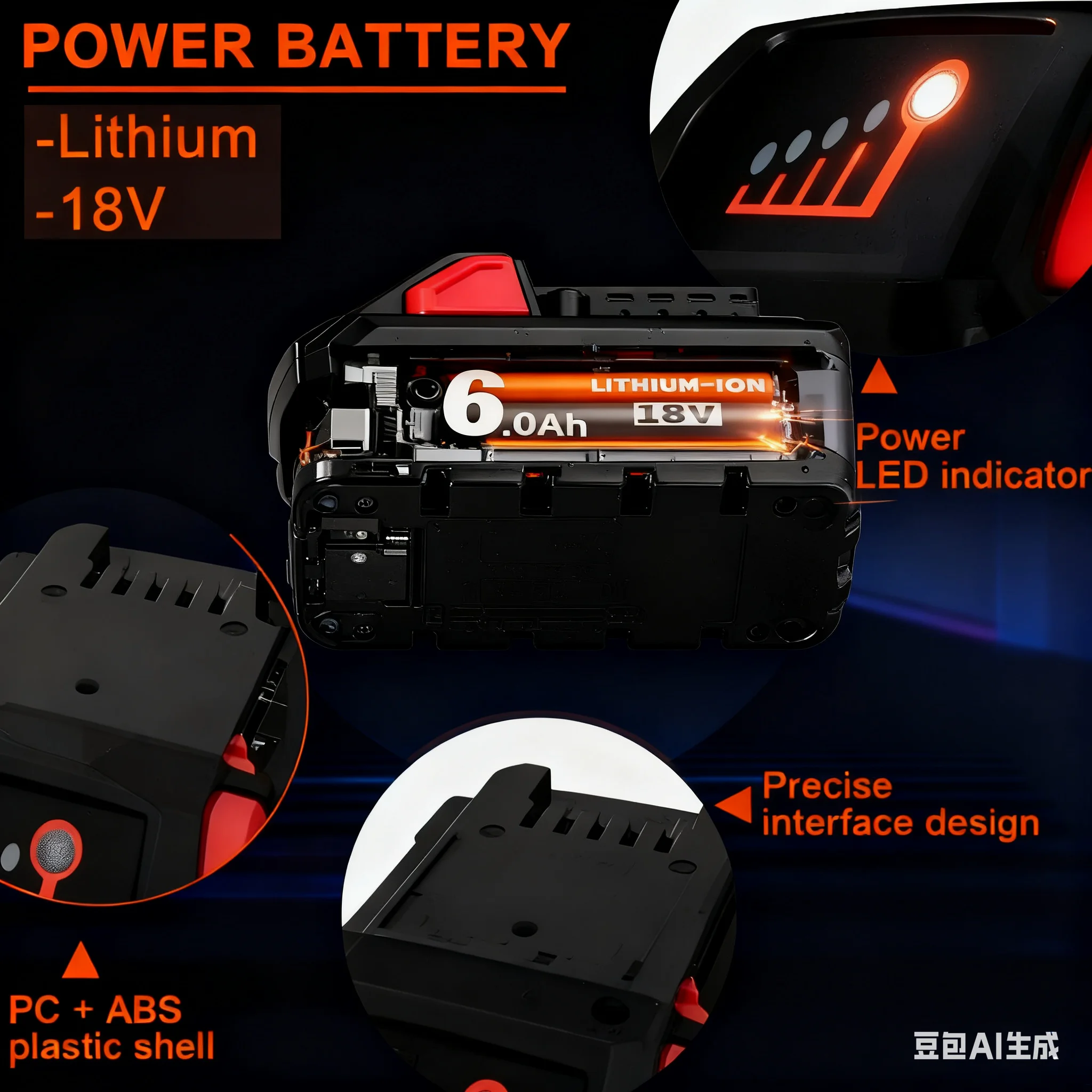 Pro Milwaukee M18 6000mAh 18V Li-ion dobíjecí baterie M18B5-XC pro Milwaukee 18V nářadí 6,0Ah Náhradní baterie 6A Nabíječka - náhled 3