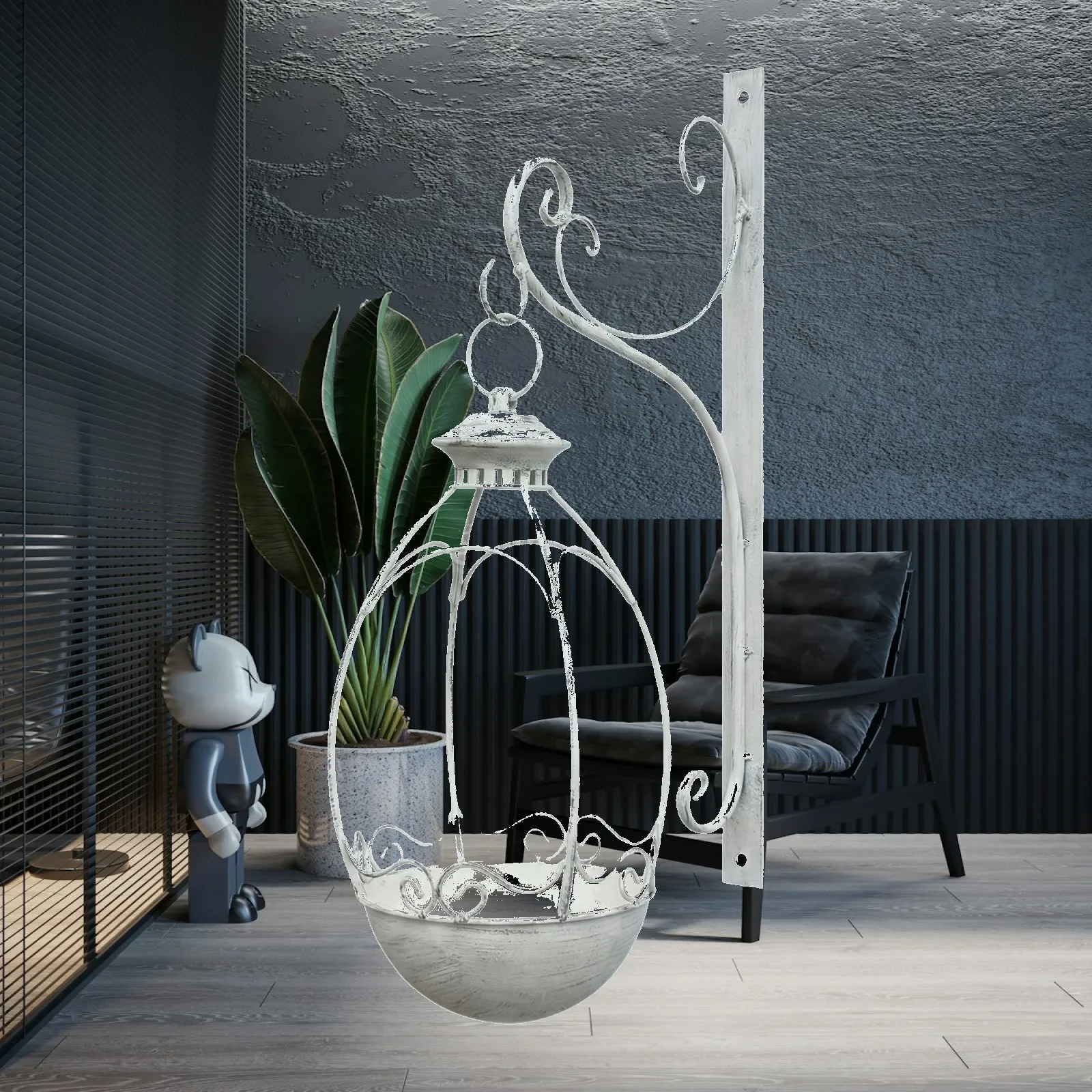 Retro Hanging Iron Flower Pot Planter Ornamental Wall Basket for Balcony Garden Decorative Container House Gift