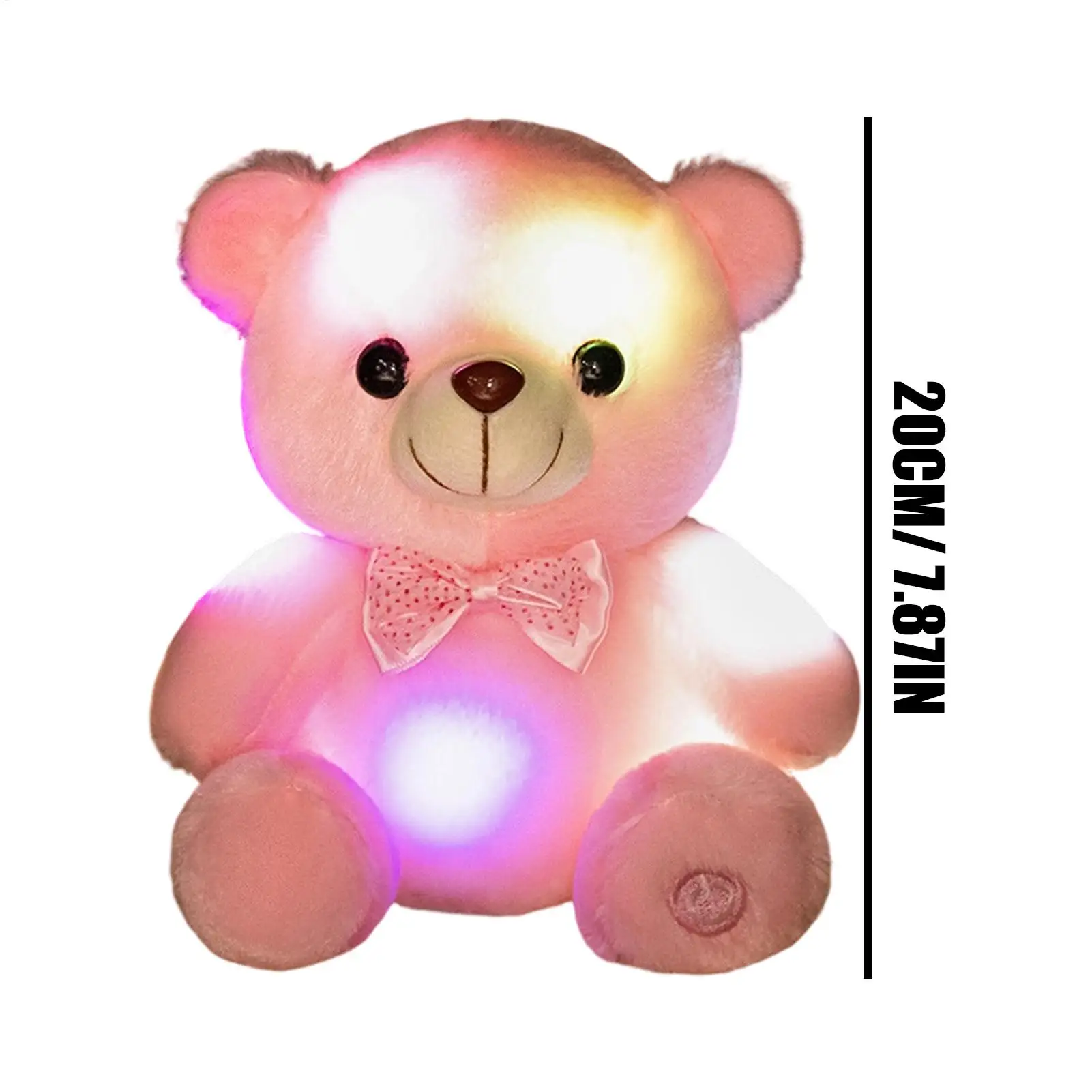 لعبة الدب المتوهجة مقاس 8 بوصة من القطيفة بألوان قوس قزح تضيء الحيوانات المحشوة دمية محبوبة للأطفال رفيق مريح ناعم للفتيات والكبار