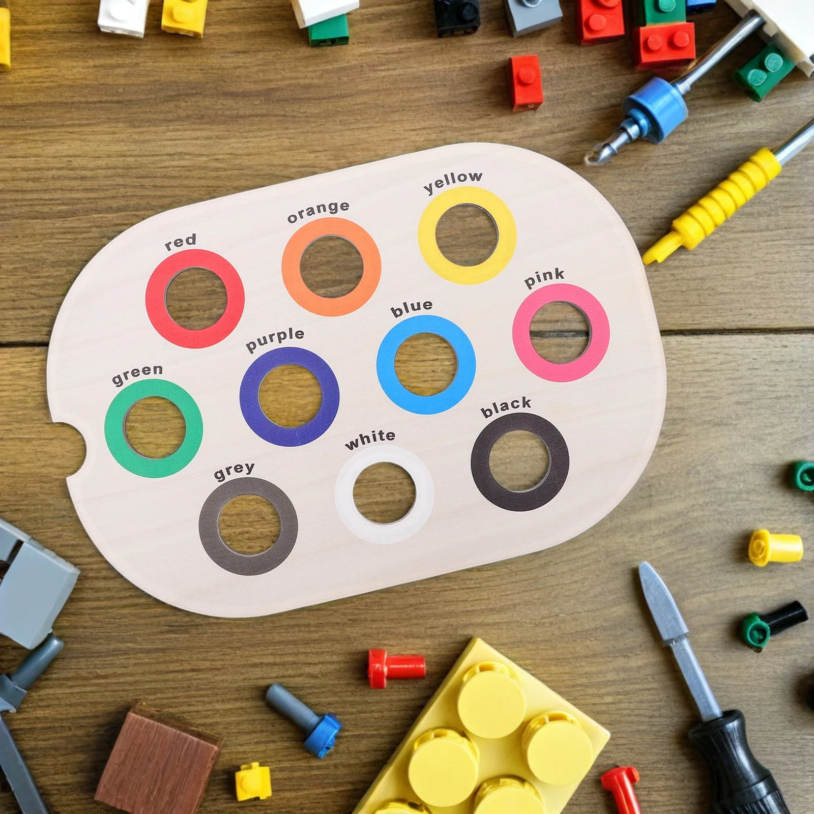 Farbsortiertablett aus Holz, Montessori-Sensorisches Brett für Kleinkinder, frühes Lernen, Feinmotorik-Entwicklungsspiel für Kinder im Vorschulalter