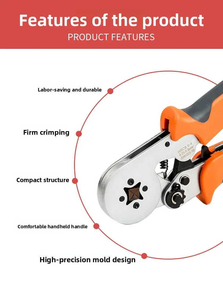 Small European Tubular Insulated Terminal Crimping Pliers Needle Cold Pressing Terminal Crimping