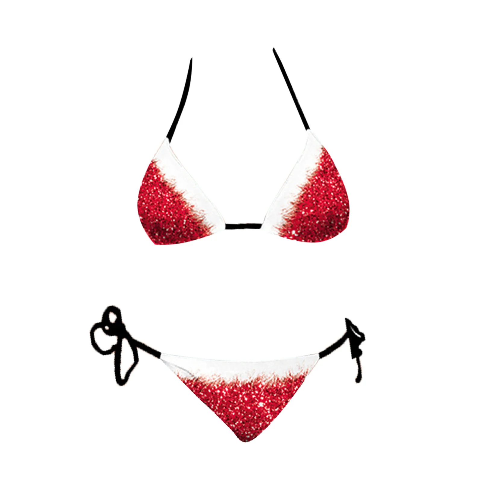 

Женский рождественский костюм Sissy, бюстгальтер с бретельками на шее, топы с завязками, яркие принты, бюстгальтеры и трусы, комплект бикини для ночного белья