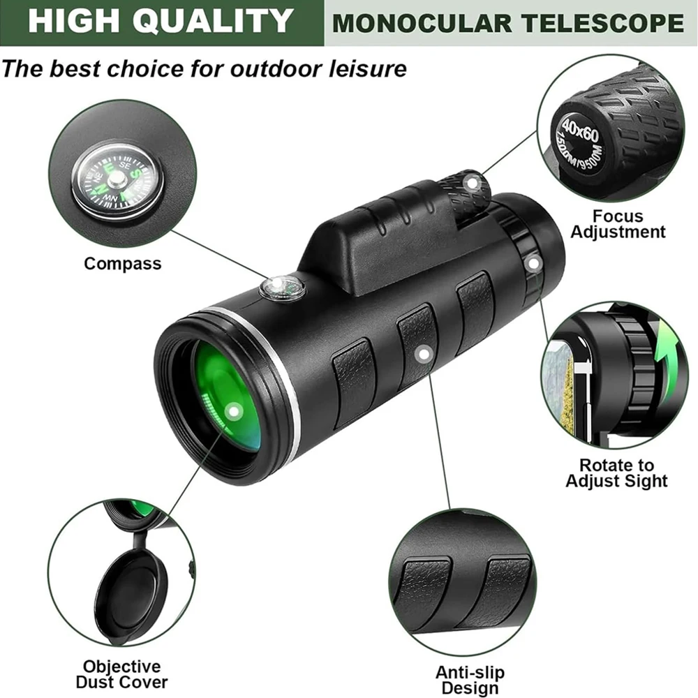 50x60 High Definition Binoculars with Smartphone Adapter, BAK4 FMC Binoculars For Wildlife Hunting, Camping and Traveling