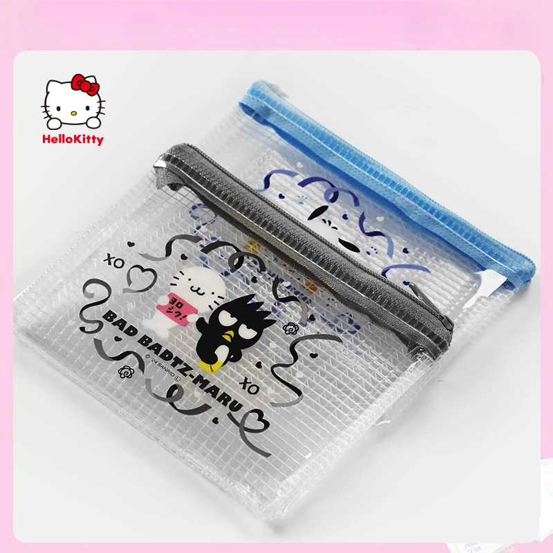 

Sanrio Cute Transparent Mesh Zipper Bag Cartoon Print Small Change Storage Bag Portable Storage Bag