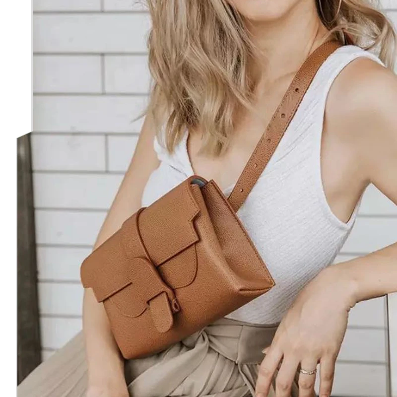 Luxury Genuine Leather Waist Bag  Fashion Clutch handbags Women's High Quality Cowhide Retro Style Chest Crossbody Shoulder Bags