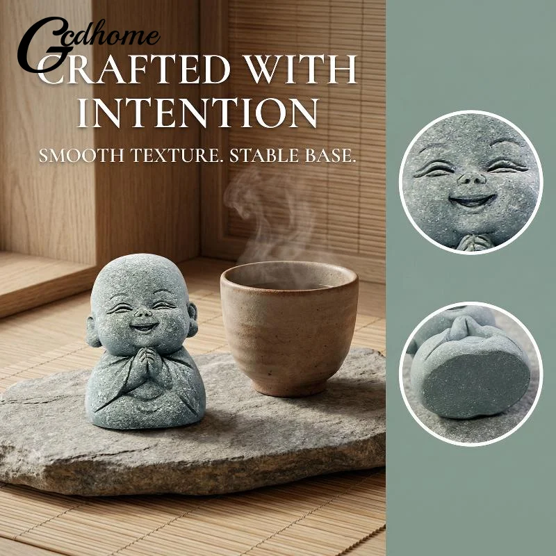 1Pcs Home Decor Cute Stone Little Monk Statues With Serene Zen Vibes Ornament For Meditation Space Desk Meaningful Gifts