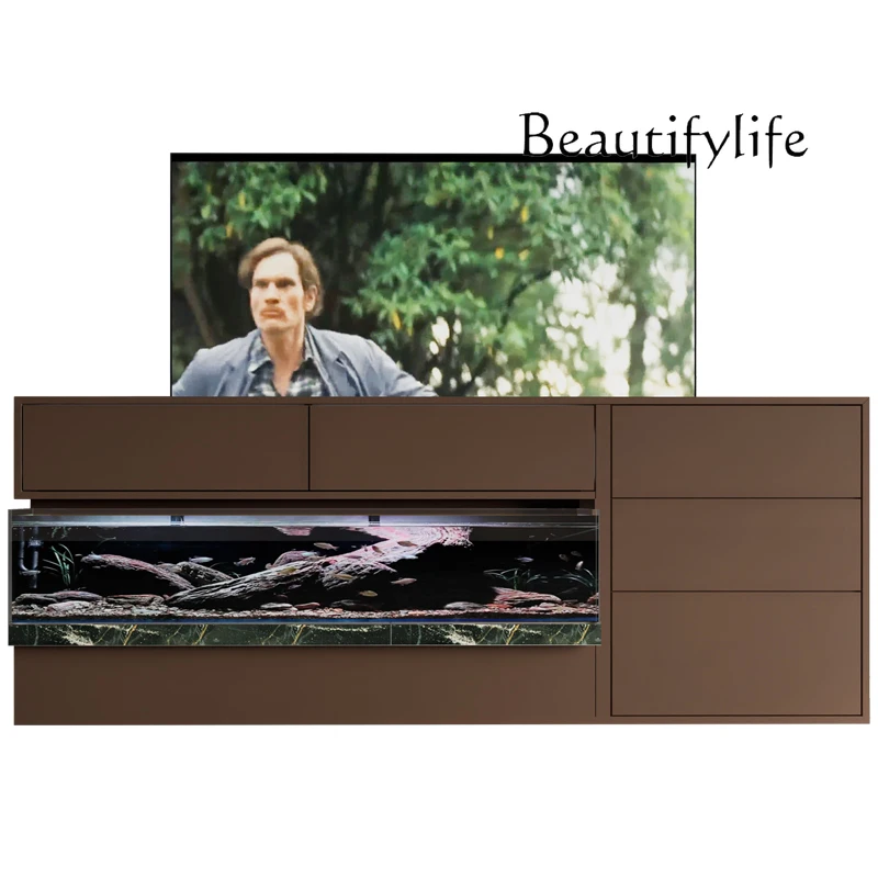 

Modern simple living room home new ecological stream Jinjing smart fish tank hidden TV cabinet