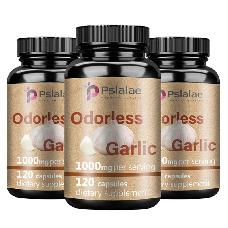 Odorless Garlic Capsules 1000mg - Balances Cholesterol, Good for Heart Health, Improve Circulation