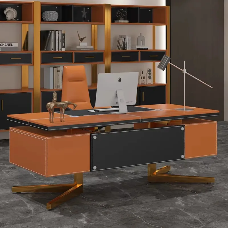 

Designer Storage Modern Executive Desk Luxury Drawers Asthetic Large Studying Computer Desk Gaming Standing Scrivania Furniture