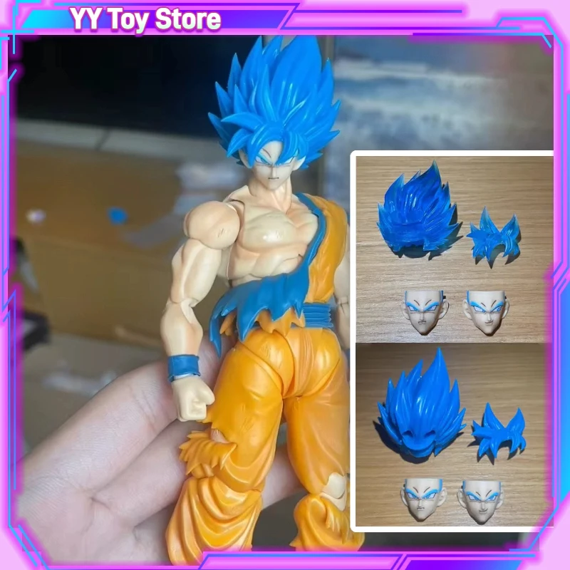 

JEsse Toy Dragon Ball Son Goku Shf Ssj2 Anime Figures Goku Blue Head Carving Accessories Kit Model Head Parts Gift Toys