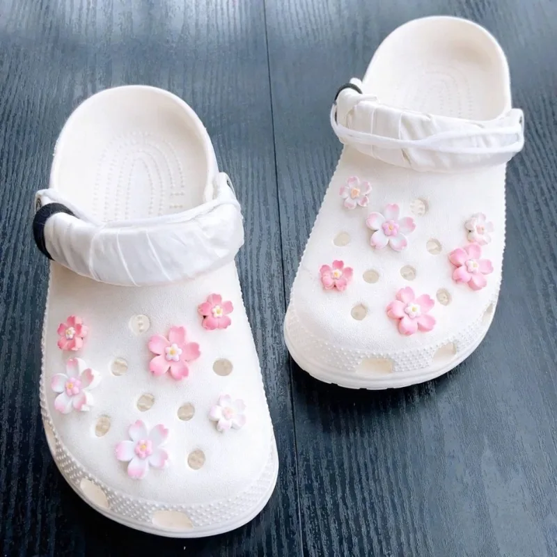 12 Uds. Zapato con agujero en el agujero hebilla decorativa desmontable temperamento artificial perla flores tridimensionales lindo rosa acc