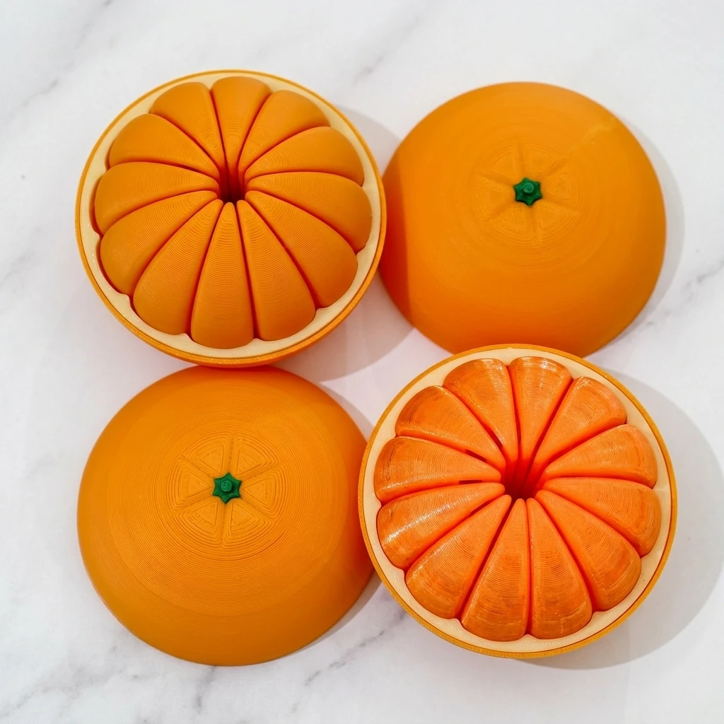 

3D Printed Stress Relief Orange Toy With Realistic Texture For Anxiety Reduction And Hand Fatigue