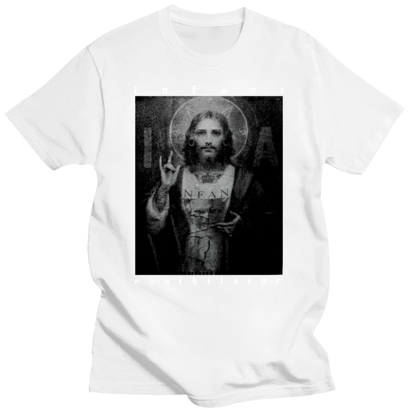 Infant Annihilator Men's Jesus T-shirt Black Fashion Short Sleeve Sale 100 % Cotton Short Sleeves Cotton T Shirt