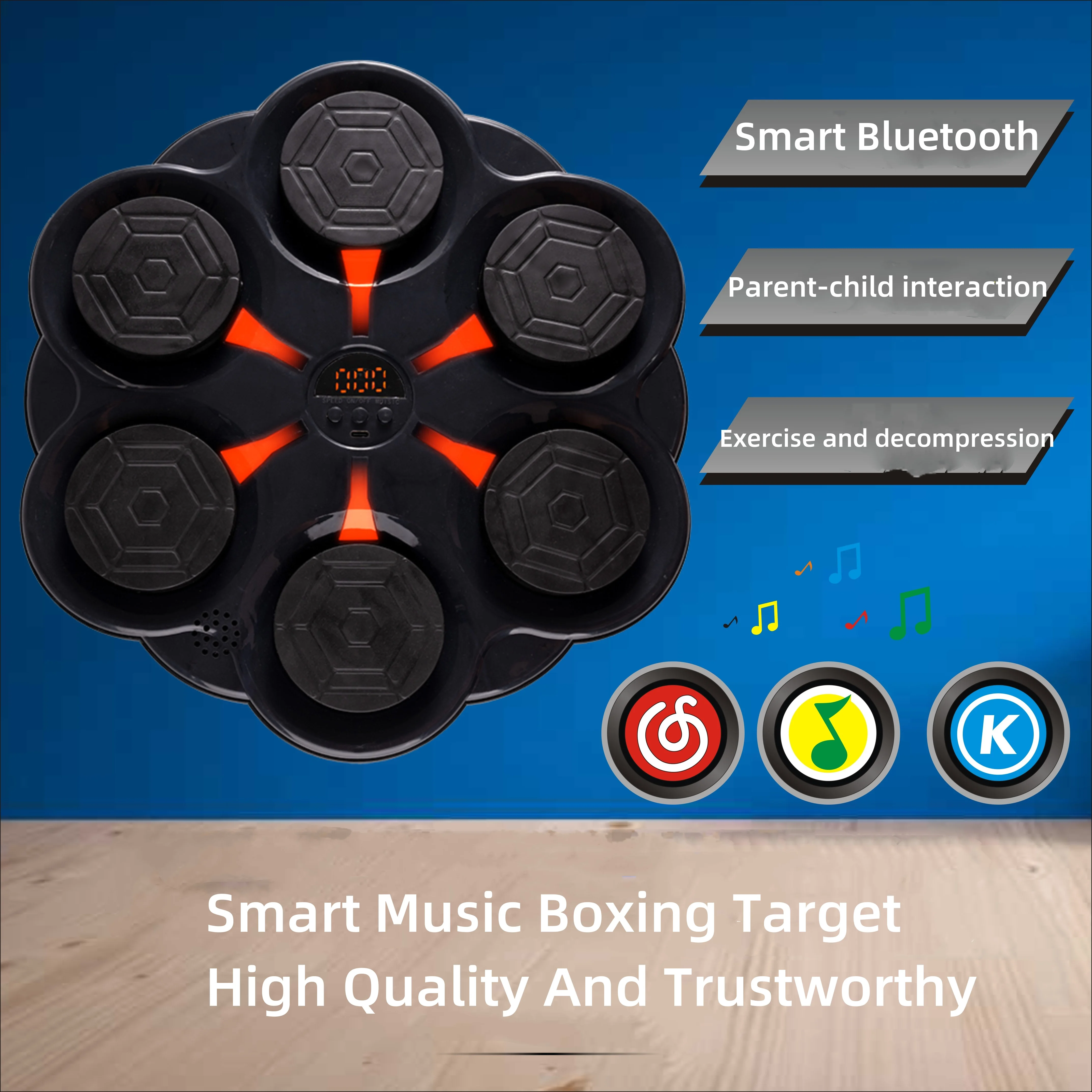Smart Bluetooth Music Boxing Target Adult Home Fitness Electronic Boxing Wall Target Training Music Boxing Machine For Children