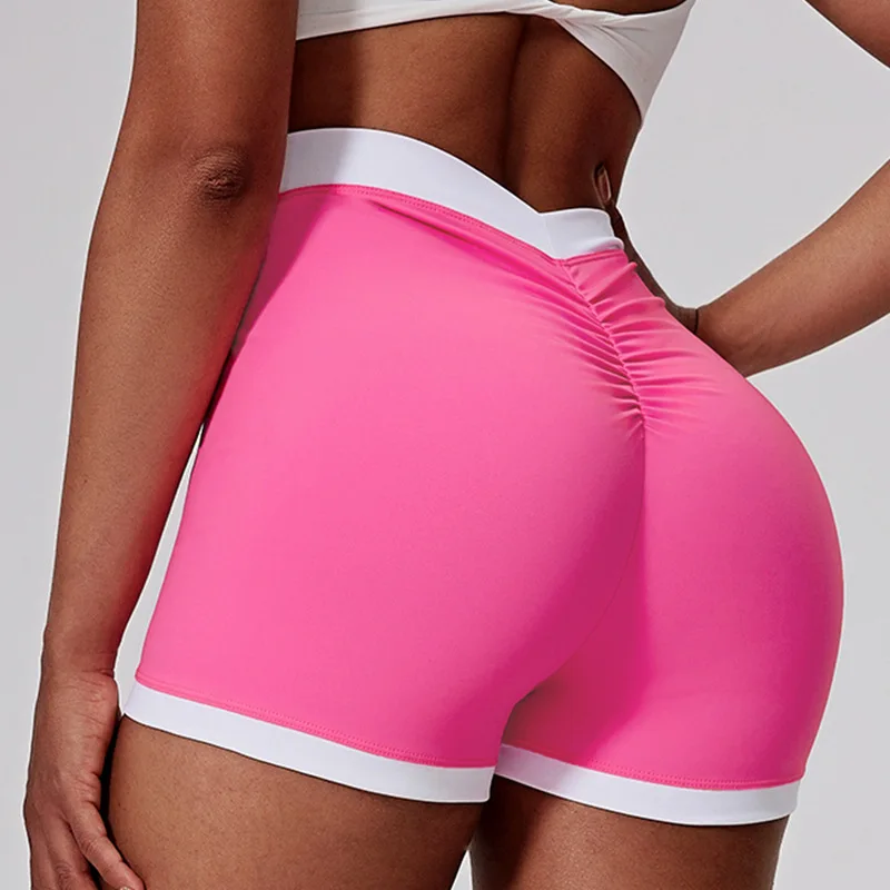 

Женские шорты для тренировок с V-образной спинкой — шорты для йоги для бега с высокой талией, быстросохнущие и не вызывающиеся для лета GymShortsThatStay V-Back Lift Tech