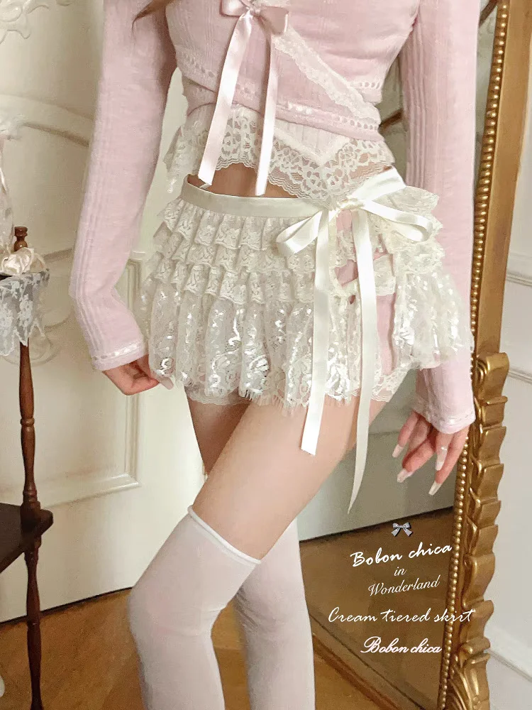 Princess sweet lolita apron bobon21 Stacked retro versatile lace cake apron B2392
