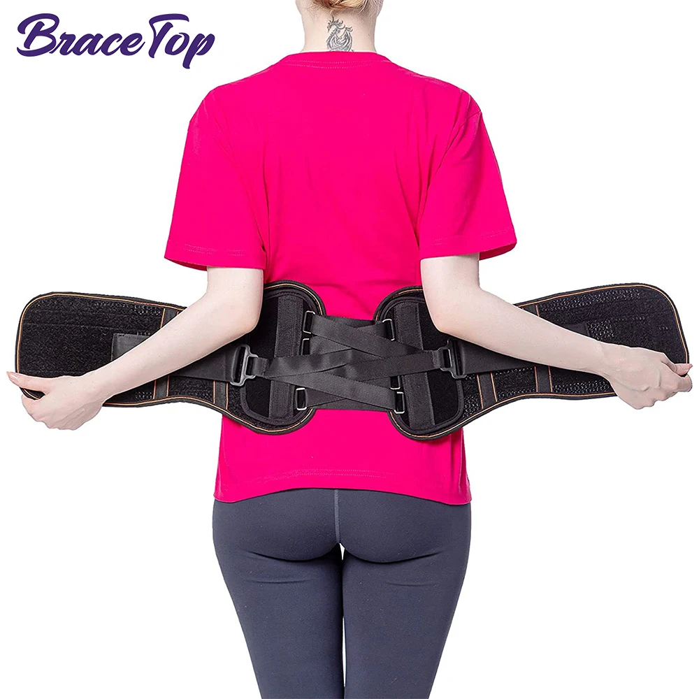 Sports Lower Back Brace with Pulley System, Adjustable Waist Straps for Sciatica, Spinal Stenosis, Scoliosis or Herniated Disc