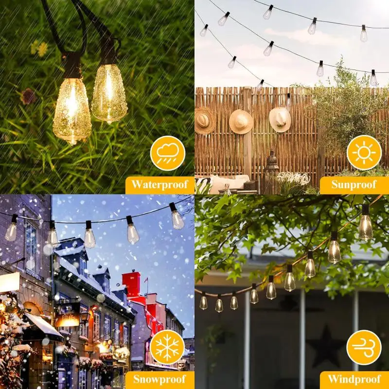 St38 Lichterketten Outdoor Girlande anschließ bar bruchs icher wasserdicht Kunststoff LED Glühbirne dimmbar Terrasse Garten Dekor Fairy Lighst