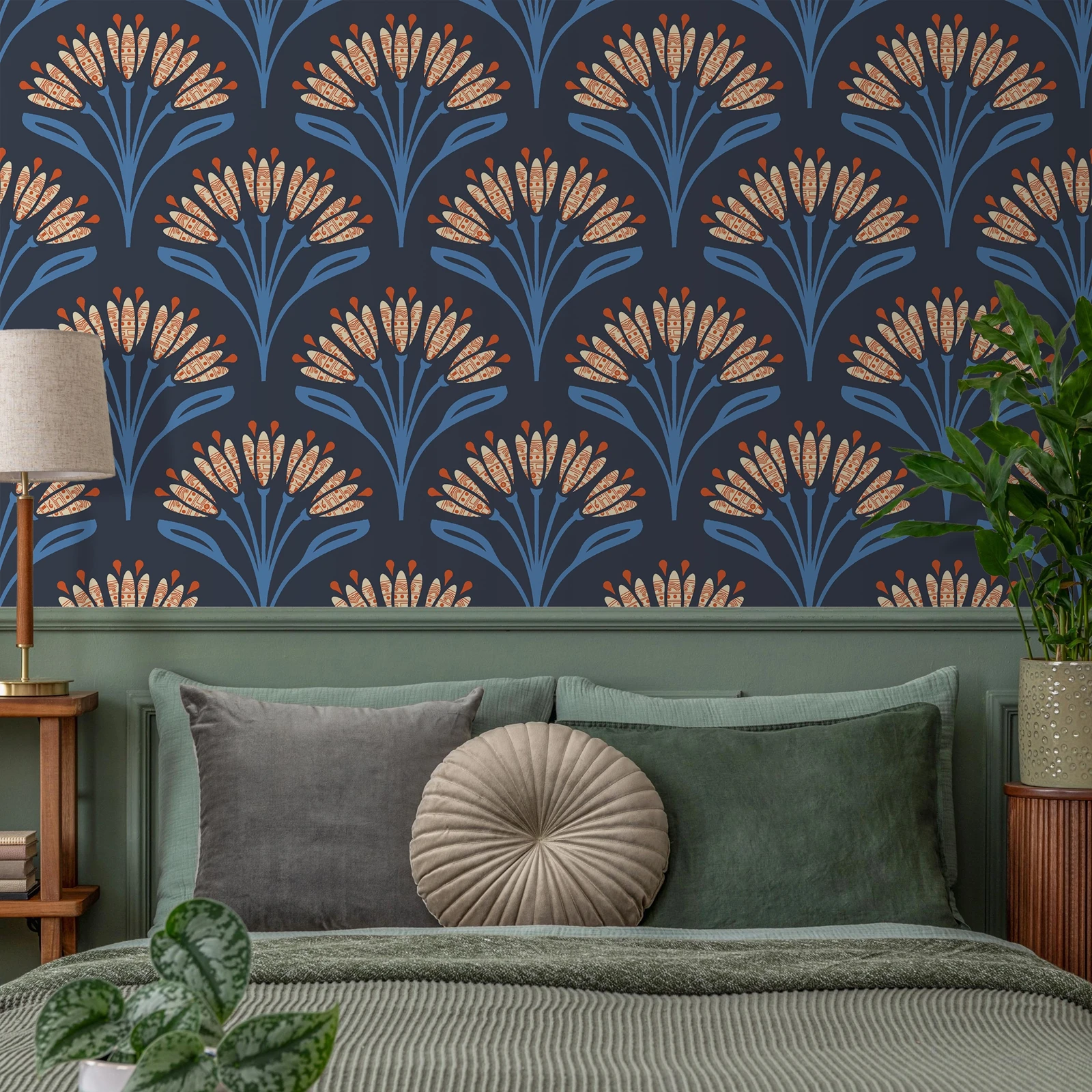 Artistic Geometric Floral Wallpaper,Unique Color Block Wallpaper for Luxury Room,Stylish Self-adhesive Wallpaper Roll,50cm*300cm