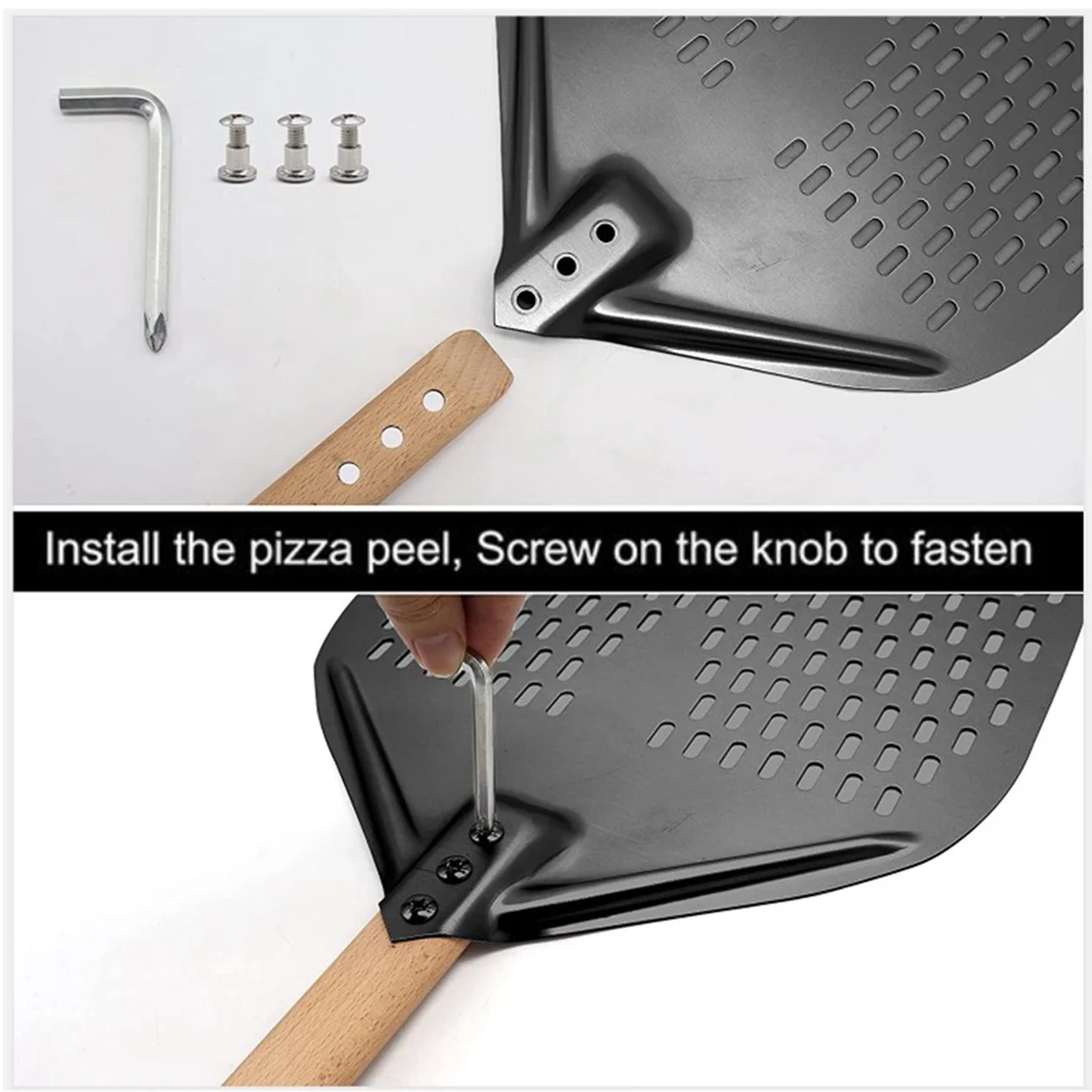 

YLS-Pizza Peel,Perforated Pizza Shovel,Rectangular Pizza Turning Spatula With Detachable,For 12-Inch Pizza And Bread Lovers