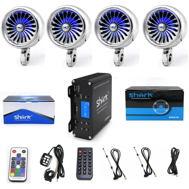 

Motorcycle Audio 4ch 1000 w with FM Radio BT USB SD AUX in for ATV UTV Marine