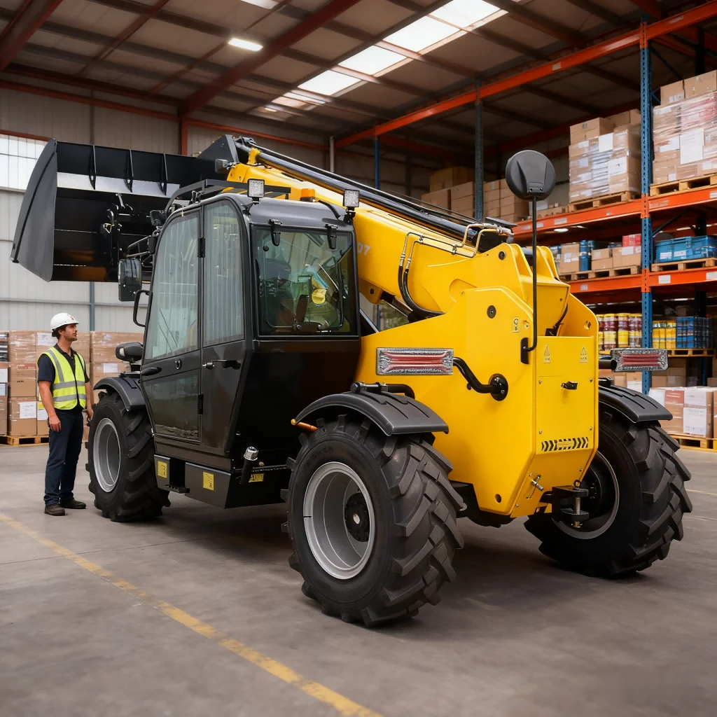 4WD Crab Steering 7m 10m Telescopic Handler Turbo Diesel Forklift Construction Telehandler Montacargas Telescópico