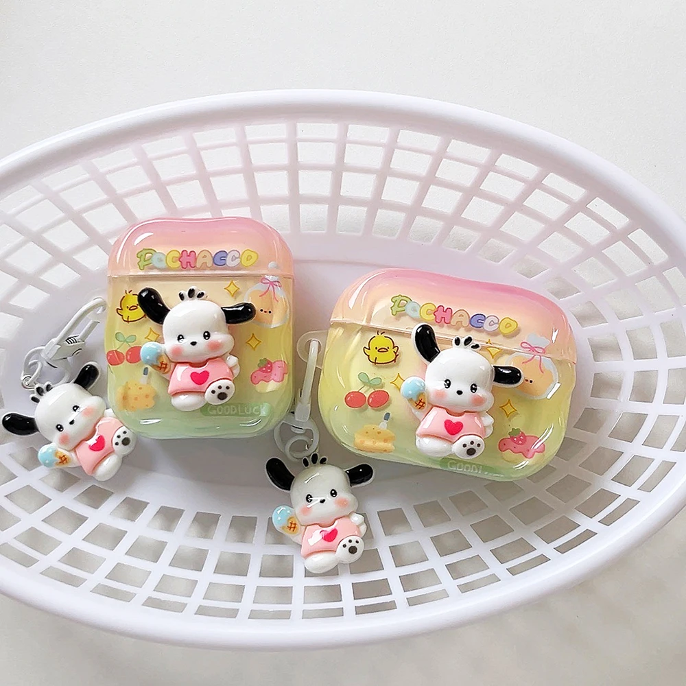 

Ice Cream For P-Pochacco Earphone Case For Airpods 1 2 3 4 Airpods Pro 3 2 1 Wireless Bluetooth Headset Cover Gift With Pendant