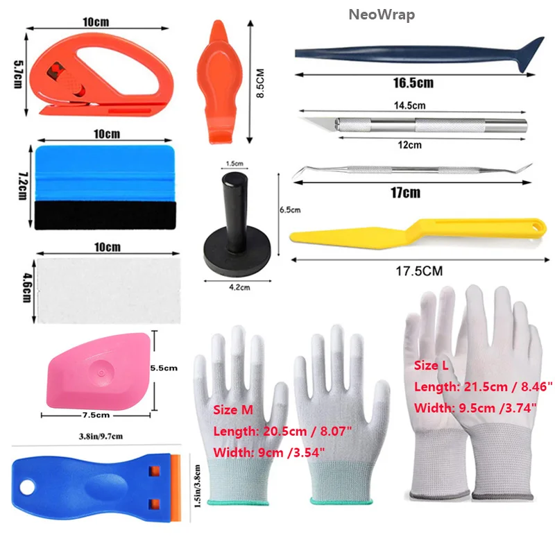 NeoWrap 30Pcs Auto Film Application Tools Plastic Scraper Felt Squeegee Car Magnet Holder Gloves Safety Cutter Micro Squeegee