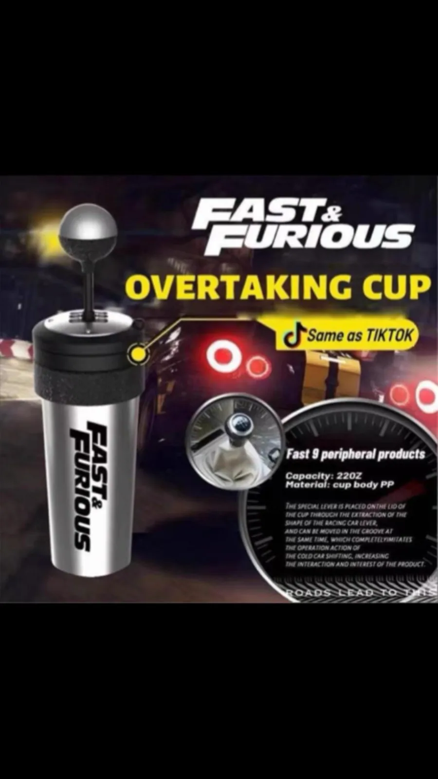 650ml Car Drink Bottle With Straw Fast And Furious 9 Gear Shift Cup With Straw And Lid Rocker Shift Style Water Cup With Lid