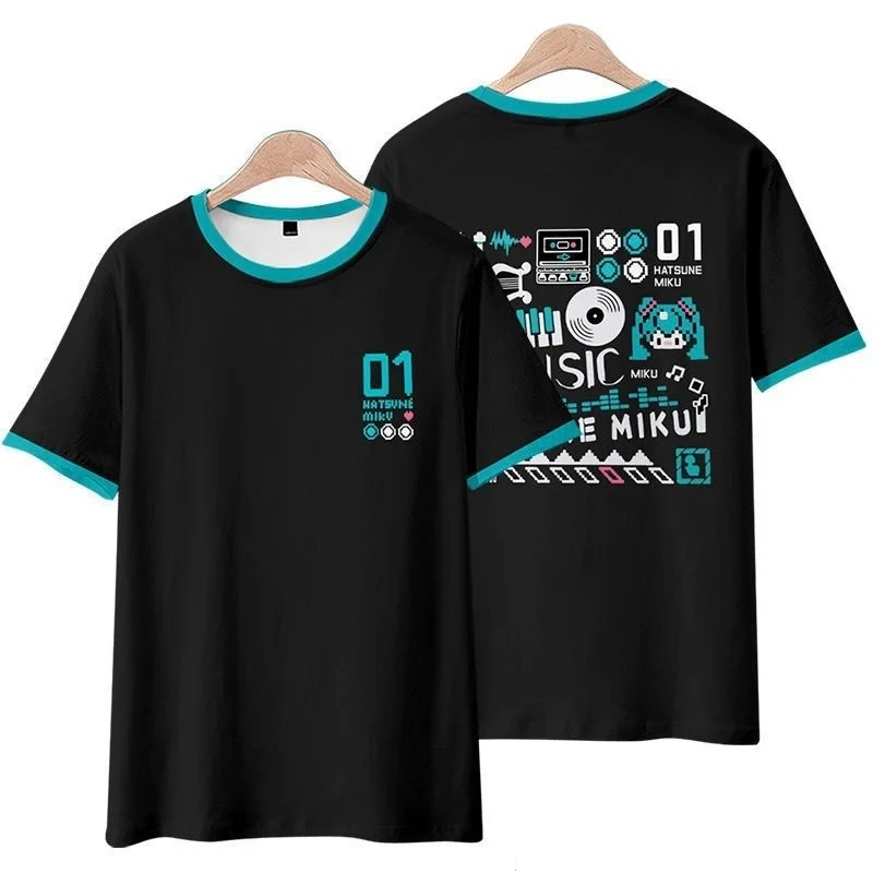

Летняя футболка Bandai Hatsune Miku с 3D-принтом, коротким рукавом, быстросохнущая, дышащая, комфортная, для родителей и детей