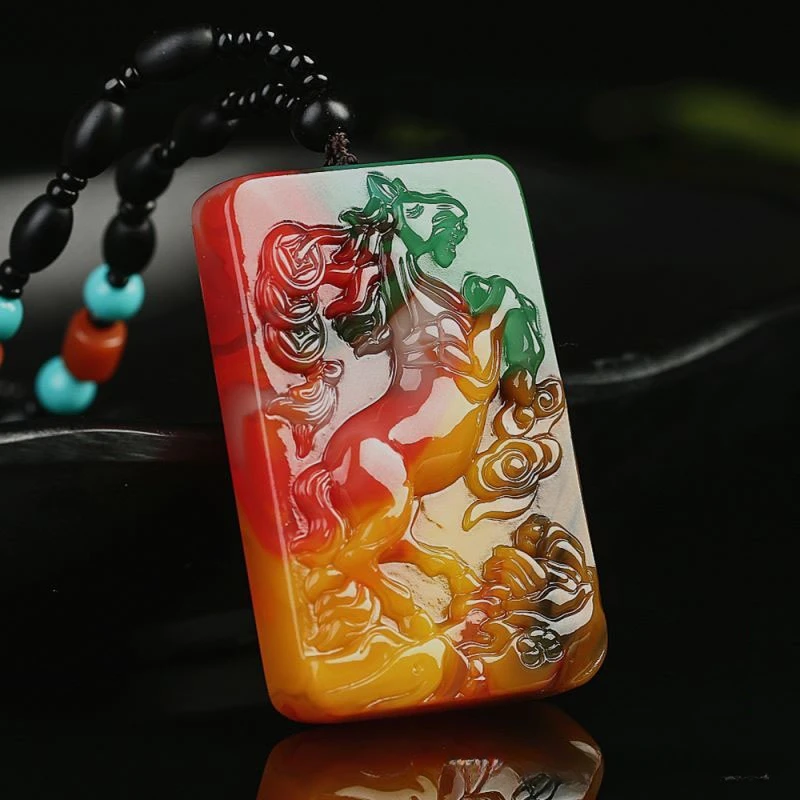 

Seven Colored Jade Zodiac Horse Tag Pendant, Instant Money Arrives Success, Men's and Women's Pendant