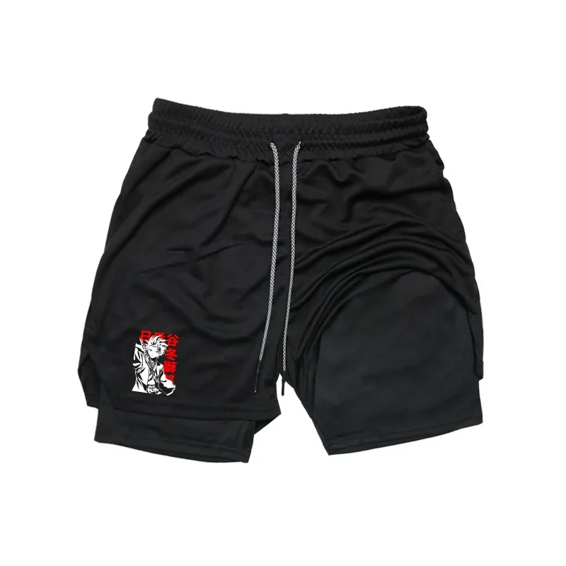 

Летние шорты для отбеливания, мужские компрессионные шорты для бега 2-в-1, тренировочные шорты для йоги, тренажерного зала, спортивная одежда, шорты для тренировок с карманами