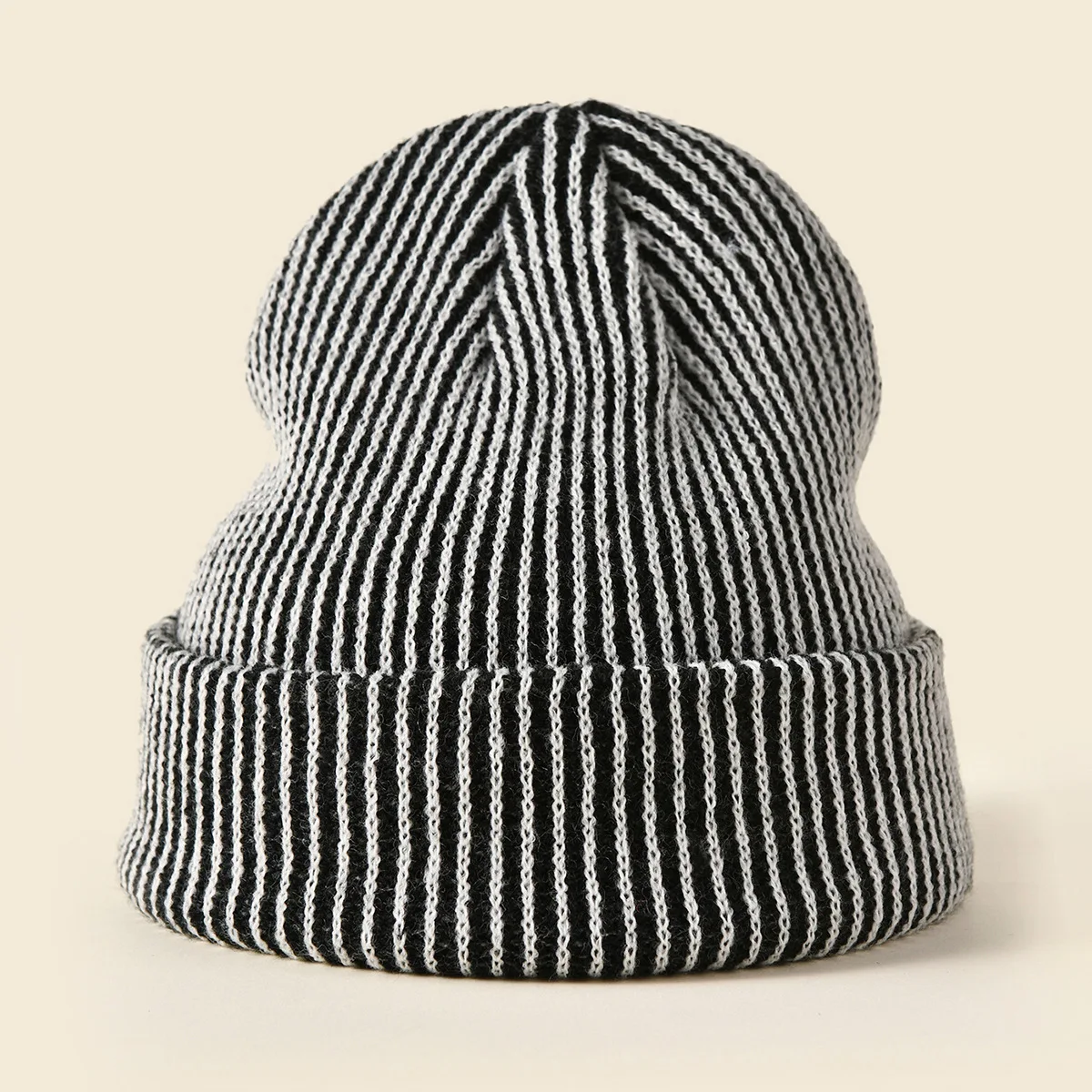 New striped knitted hat, winter outdoor woolen hat, European and American acrylic cycling hat for men and women, ear protection,