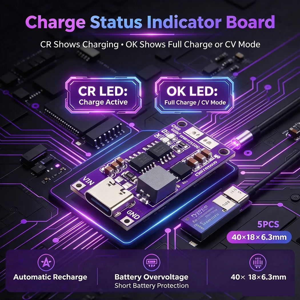 5Pcs 1S 2S 3S 4S Lithium Battery Charger Module DC5V Input Li-ion LiPo Charging Board 4.2V 8.4V 12.6V 16.8V