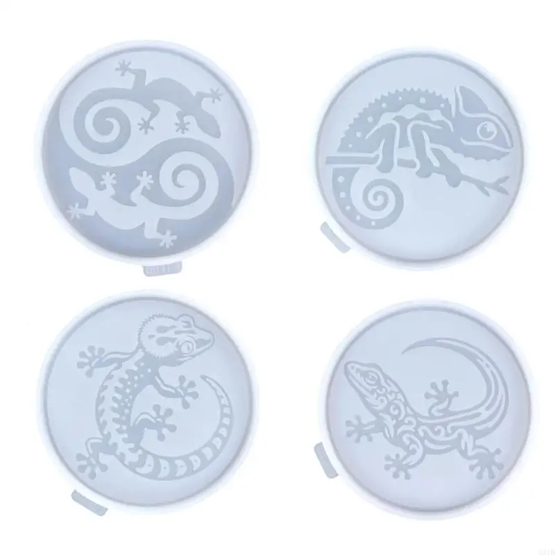 

Q81D 4pcs Craft Clesp Cup Mats плесени смола чашка для прокладки формы ящерицы