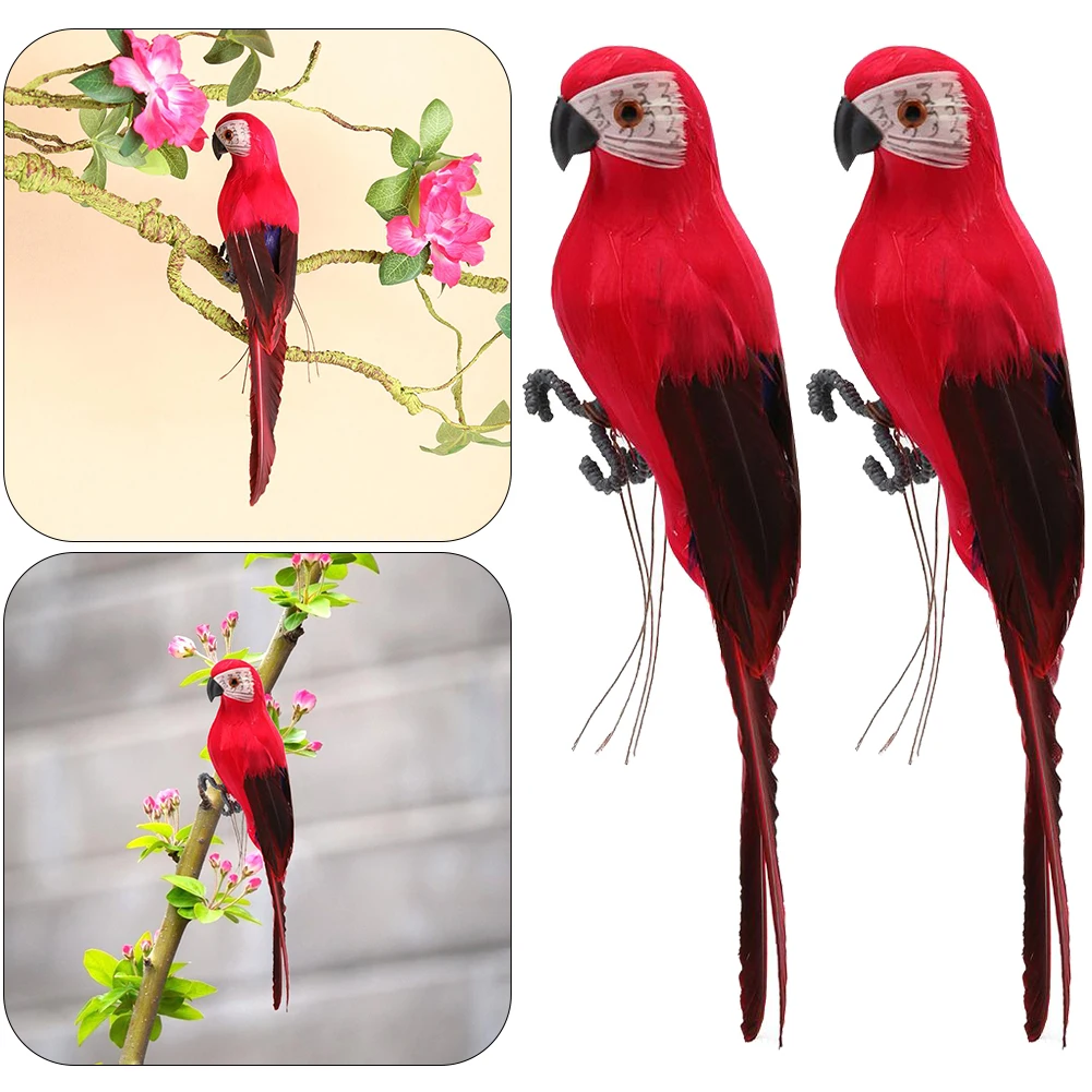 

2Pcs Creative Foam Feather Artificial Imitation Bird Model Ornament (Red)
