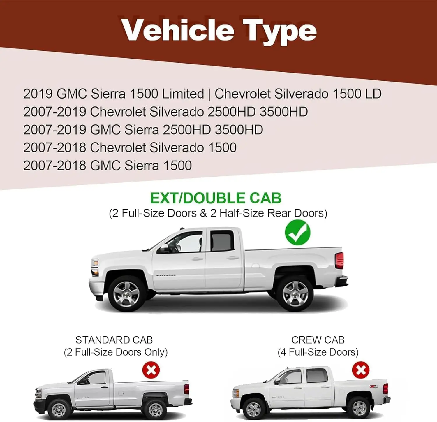 6 Inches Running Boards for Double Cab Chevy Silverado/GMC Sierra 2007-2019, Stainless Steel, Side Steps Rails for Trucks